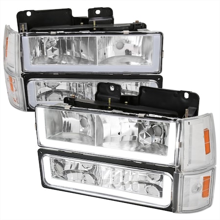Spec-D Tuning SIERRA SUBURBAN YUKON HEADLIGHT, BUMPER LIGHT, AND CORNER LIGHT COMBO, 2PK 2LBCLH-GMC94-G3-GO